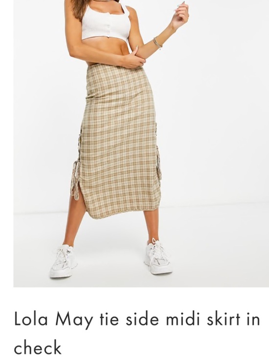 Lola May Dresses & Skirts - Lola May Plaid Tie-Side Midi Skirt in Brown